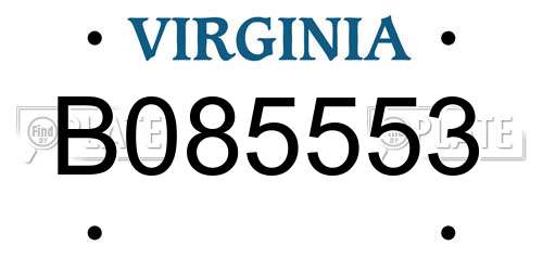 B085553 Virginia License Plate