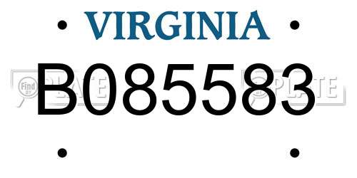 B085583 Virginia License Plate
