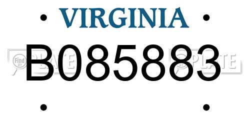 B085883 Virginia License Plate