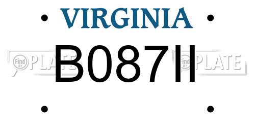 B087II Virginia License Plate