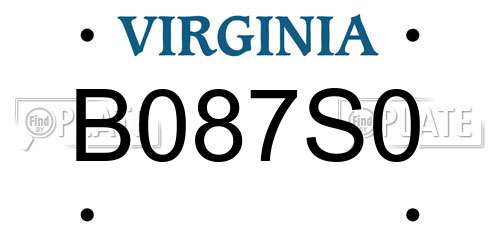 B087S0 Virginia License Plate
