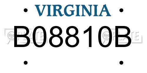 B08810B Virginia License Plate