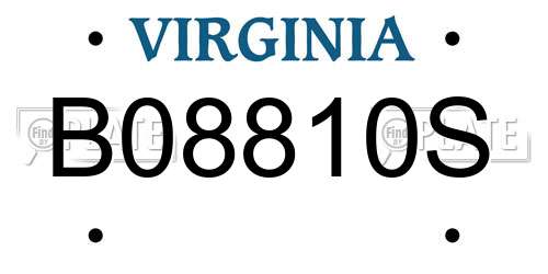 B08810S Virginia License Plate