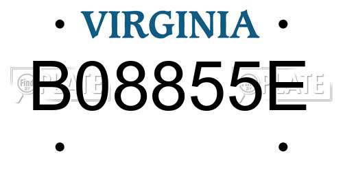B08855E Virginia License Plate