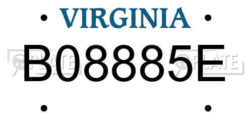 B08885E Virginia License Plate