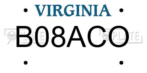 B08ACO Virginia License Plate