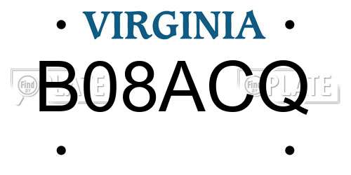 B08ACQ Virginia License Plate