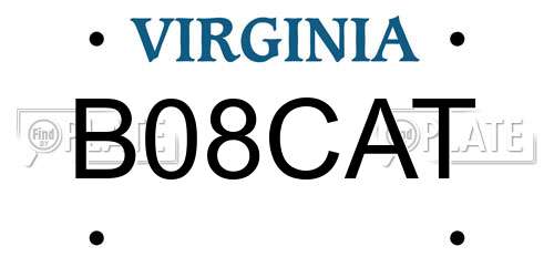 B08CAT Virginia License Plate