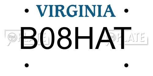 B08HAT Virginia License Plate