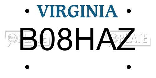 B08HAZ Virginia License Plate