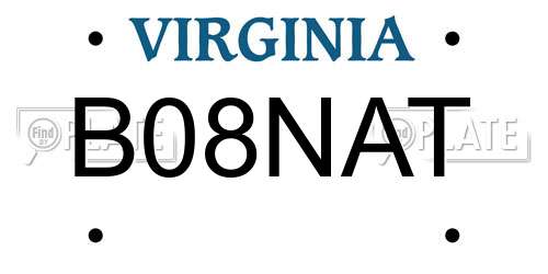 B08NAT Virginia License Plate