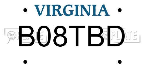 B08TBD Virginia License Plate