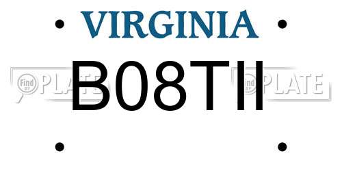 B08TII Virginia License Plate