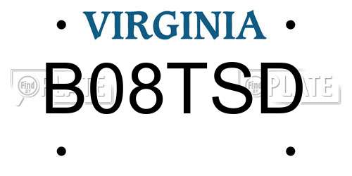 B08TSD Virginia License Plate