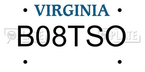 B08TSO Virginia License Plate