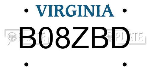 B08ZBD Virginia License Plate