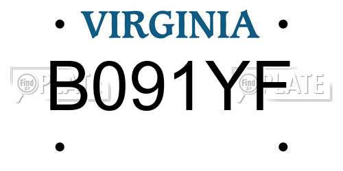 B091YF Virginia License Plate