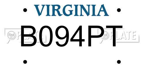 B094PT Virginia License Plate
