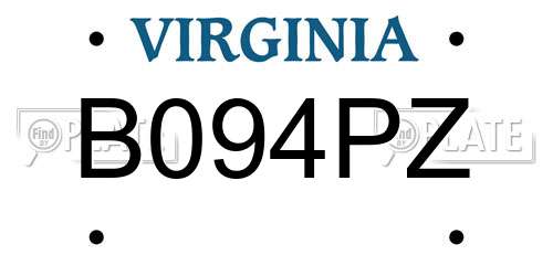 B094PZ Virginia License Plate