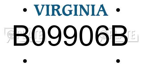 B09906B Virginia License Plate