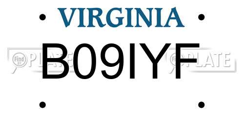 B09IYF Virginia License Plate