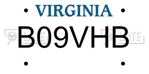 B09VHB Virginia License Plate
