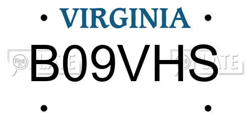 B09VHS Virginia License Plate