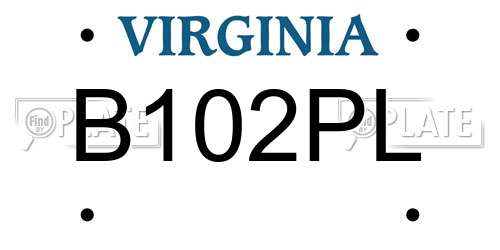 B102PL Virginia License Plate