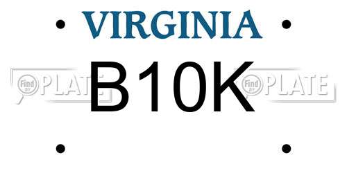 B10K Virginia License Plate