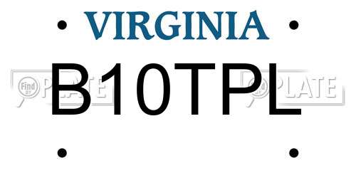 B10TPL Virginia License Plate