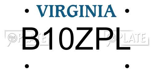 B10ZPL Virginia License Plate