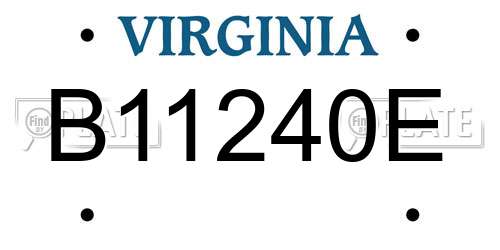 B11240E Virginia License Plate