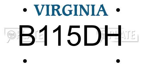 B115DH Virginia License Plate