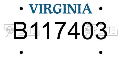 B117403 Virginia License Plate