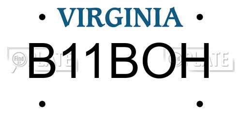 B11BOH Virginia License Plate