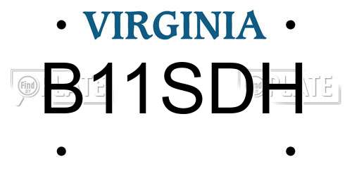 B11SDH Virginia License Plate