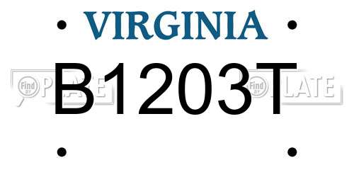 B1203T Virginia License Plate