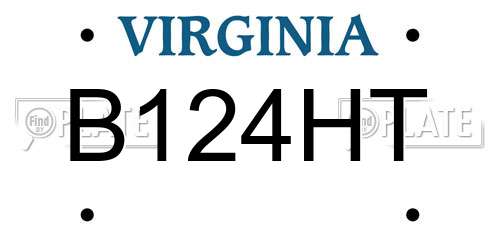 B124HT Virginia License Plate
