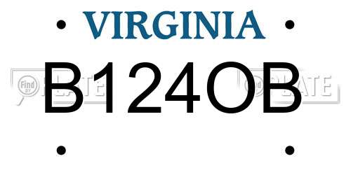 B124OB Virginia License Plate