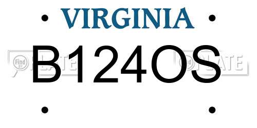 B124OS Virginia License Plate