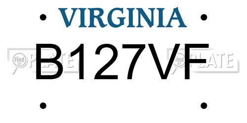 B127VF Virginia License Plate