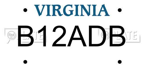 B12ADB Virginia License Plate