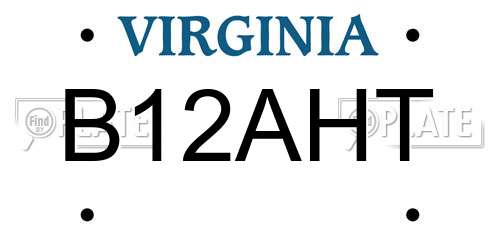 B12AHT Virginia License Plate