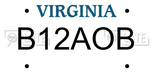 B12AOB Virginia License Plate