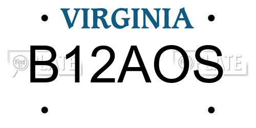 B12AOS Virginia License Plate