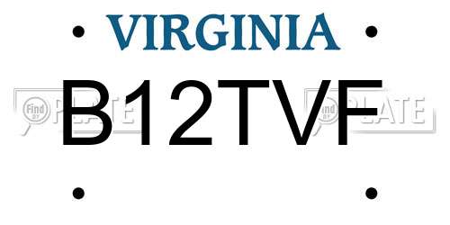 B12TVF Virginia License Plate
