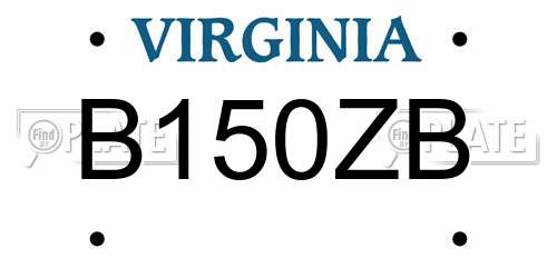 B150ZB Virginia License Plate