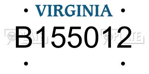 B155012 Virginia License Plate