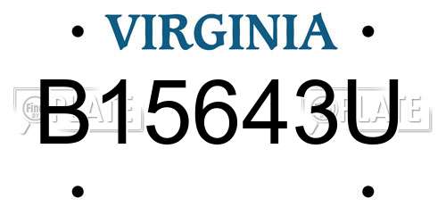 B15643U Virginia License Plate