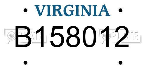 B158012 Virginia License Plate